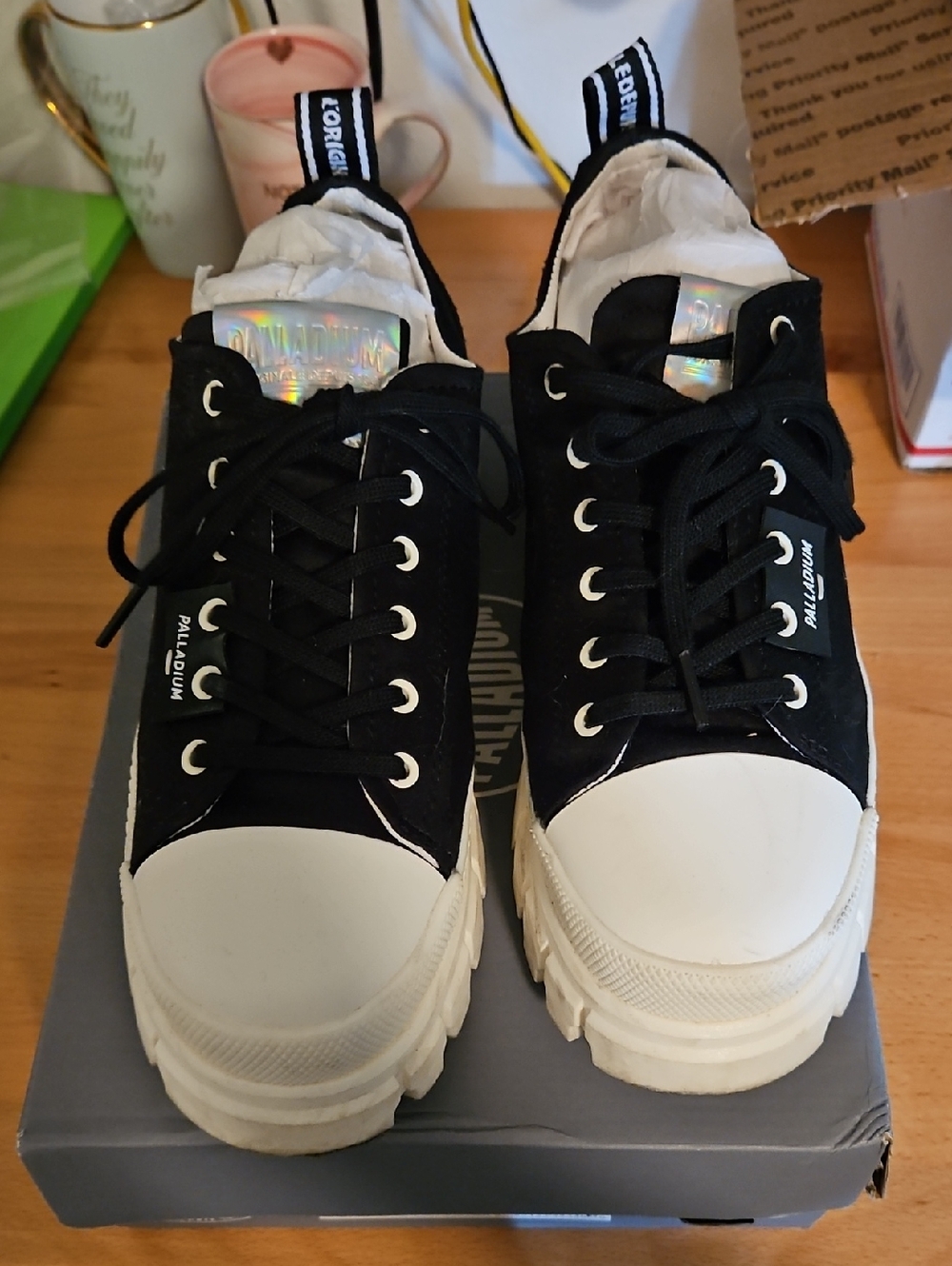Palladium Black and White Canvas Chunky Sneakers